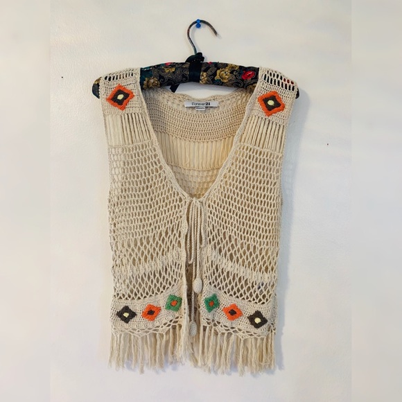 Forever 21 Tops - Forever 21, size small crochet vest, worn once!